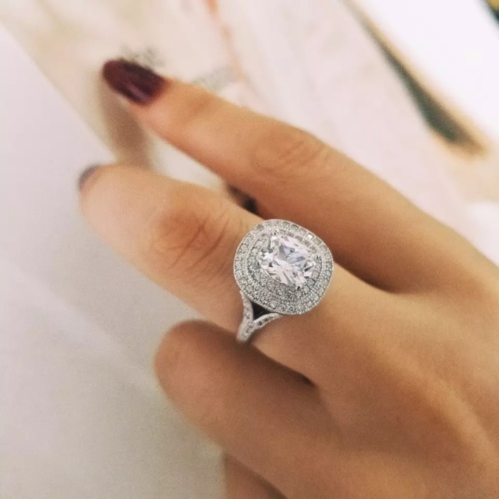 **NEW Diamond ๐ Sterling Silver Engagement Ring - Picture 2 of 5